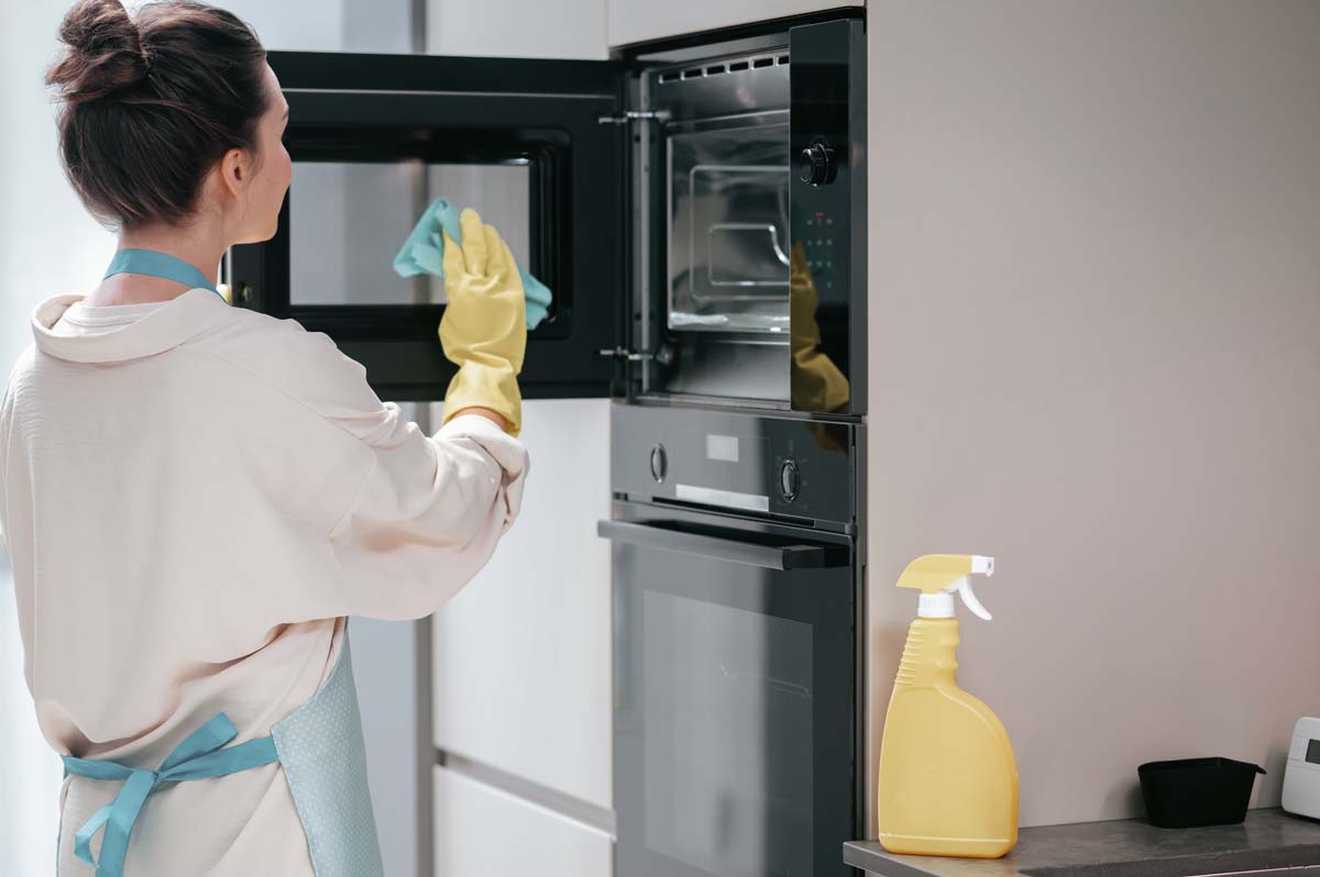 Clean microwave interior after wiping