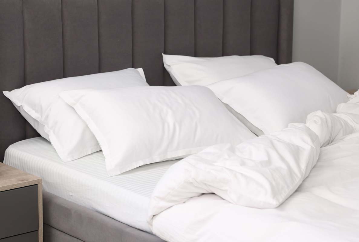 Clean white pillows fresh from the wash